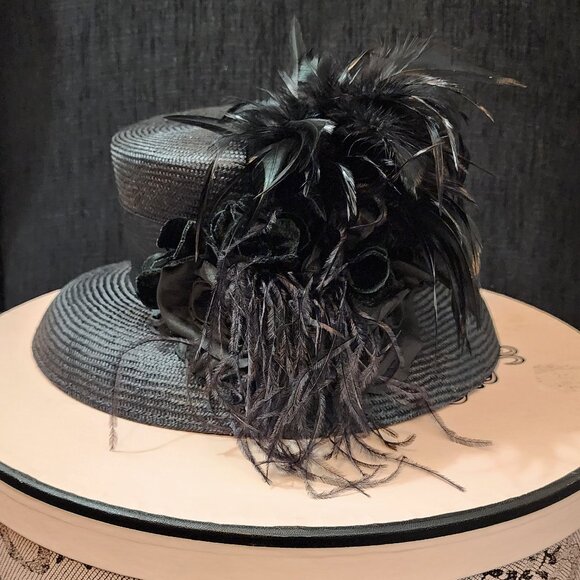 Fleur de Paris Accessories - Fleur De Paris New Orleans Black Feather Embellished Ladies Hat